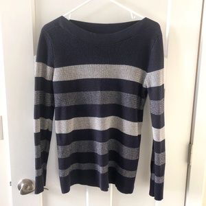 Market & Spruce Navy Striped Sweater (Large)